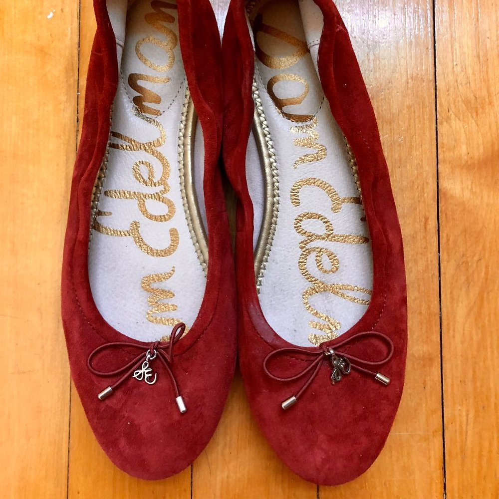 Sam Edelman Red Suede Ballet Flats
